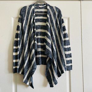Charming Charlie Open Front Crochet Striped Cardigan Draped Size S